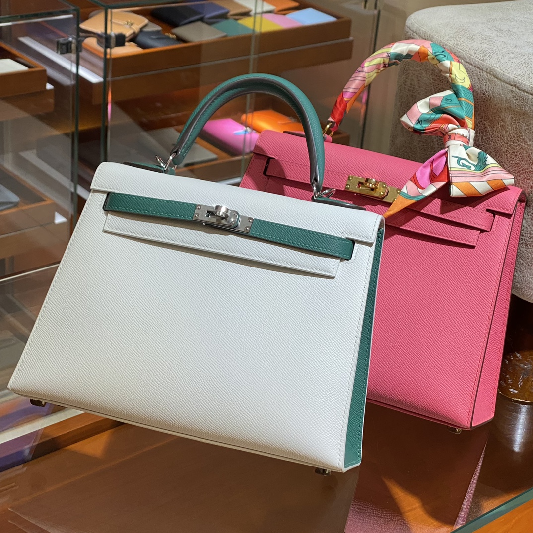 HERMES 爱马仕 Kelly 25 6Q Vert Emeraude翡翠绿 进口蜜蜡线 全手工制作