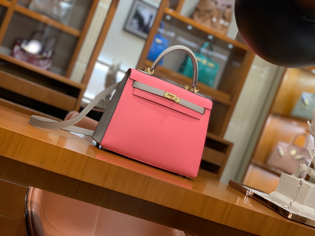HERMES 爱马仕 Kelly 25 T5 Rose Jeipur斋普尔粉 M8 Gris Asphalte 沥青灰 进口蜜蜡线 全手工制作
