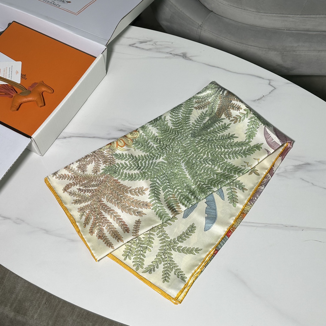 HERMES 2023春夏 双面90方巾 画家的花园Le Jardin des Peintres 90×90厘米
