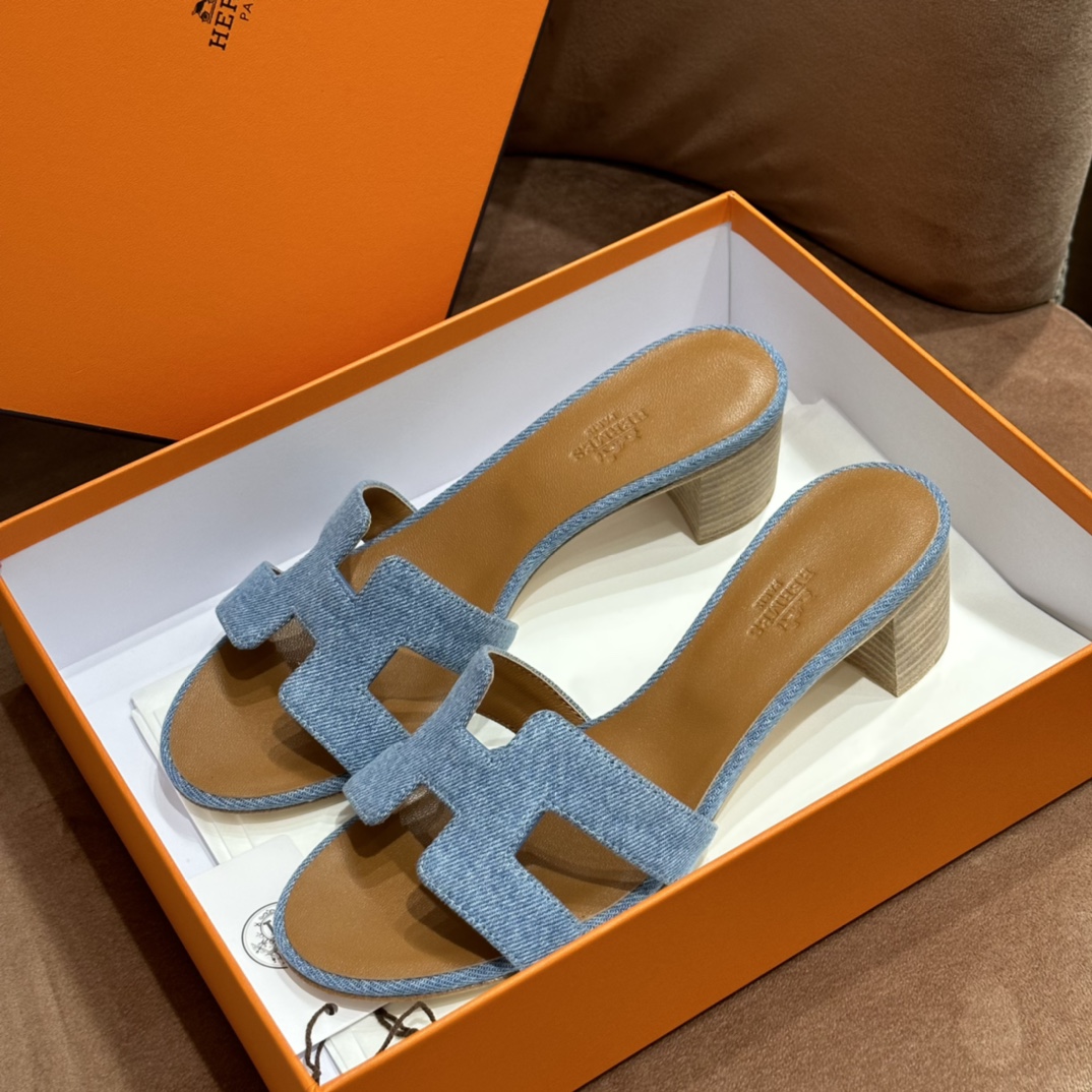 Hermes 拖鞋 2023新色浅牛仔 进口意大利欧洲原A级真皮大底 上脚舒适 34-41