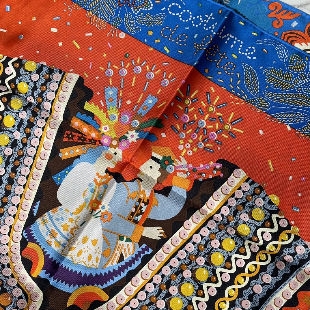 Hermes 2023春夏 New 《华服庆典》90x90cm 100%斜纹真丝