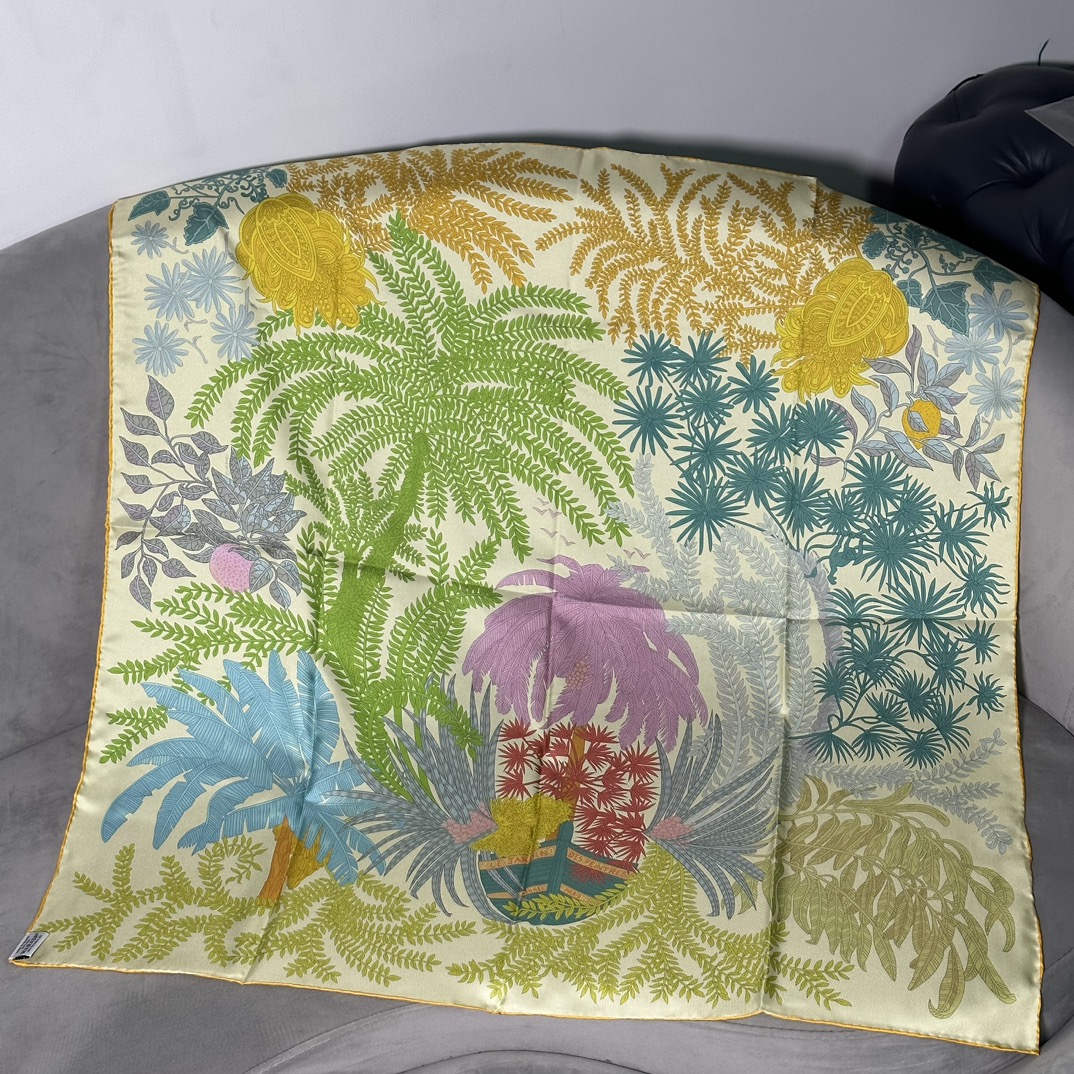 HERMES 2023春夏 双面90方巾 画家的花园Le Jardin des Peintres 90×90厘米
