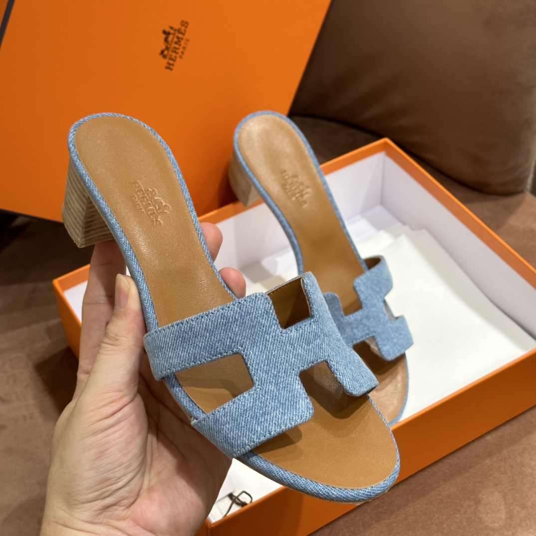 Hermes 拖鞋 2023新色浅牛仔 进口意大利欧洲原A级真皮大底 上脚舒适 34-41