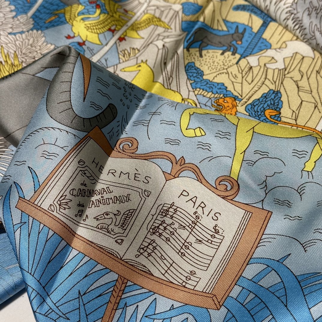 HERMES 2023春夏 双面90方巾 画家的花园Le Jardin des Peintres 90×90厘米