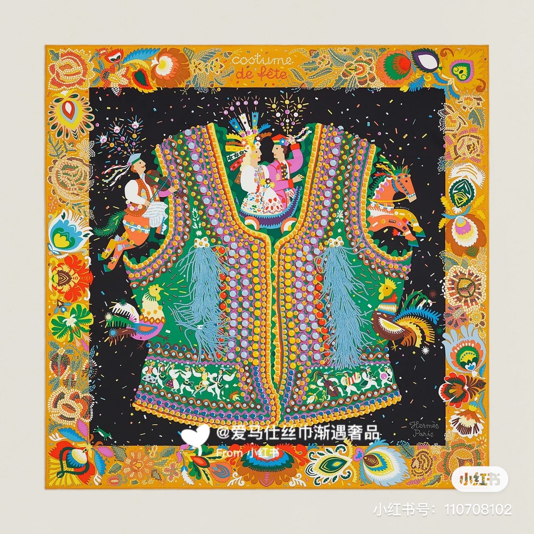 Hermes 2023春夏 New 《华服庆典》 90x90cm 100%斜纹真丝