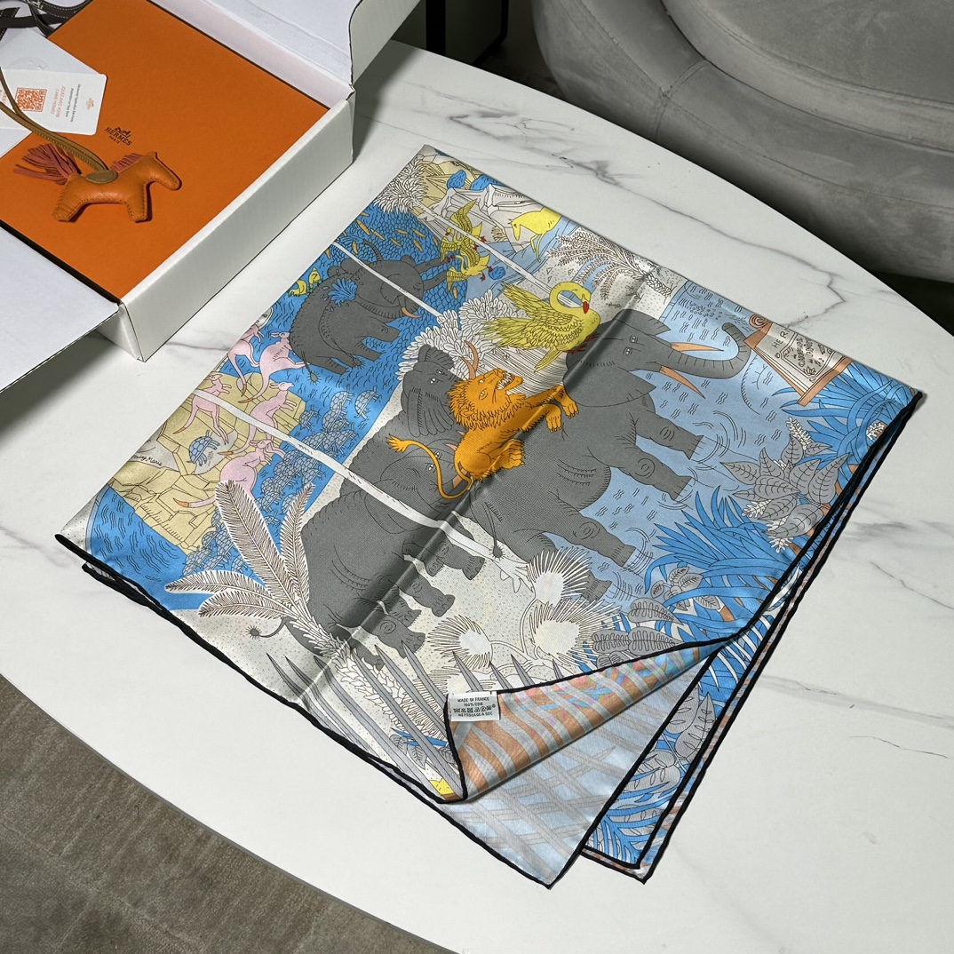 HERMES 2023春夏 双面90方巾 画家的花园Le Jardin des Peintres 90×90厘米