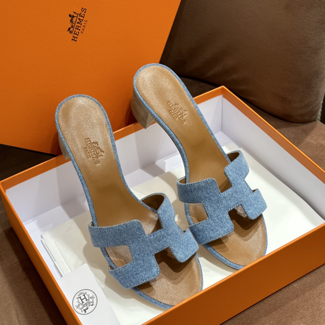 Hermes 拖鞋 2023新色浅牛仔 进口意大利欧洲原A级真皮大底 上脚舒适 34-41
