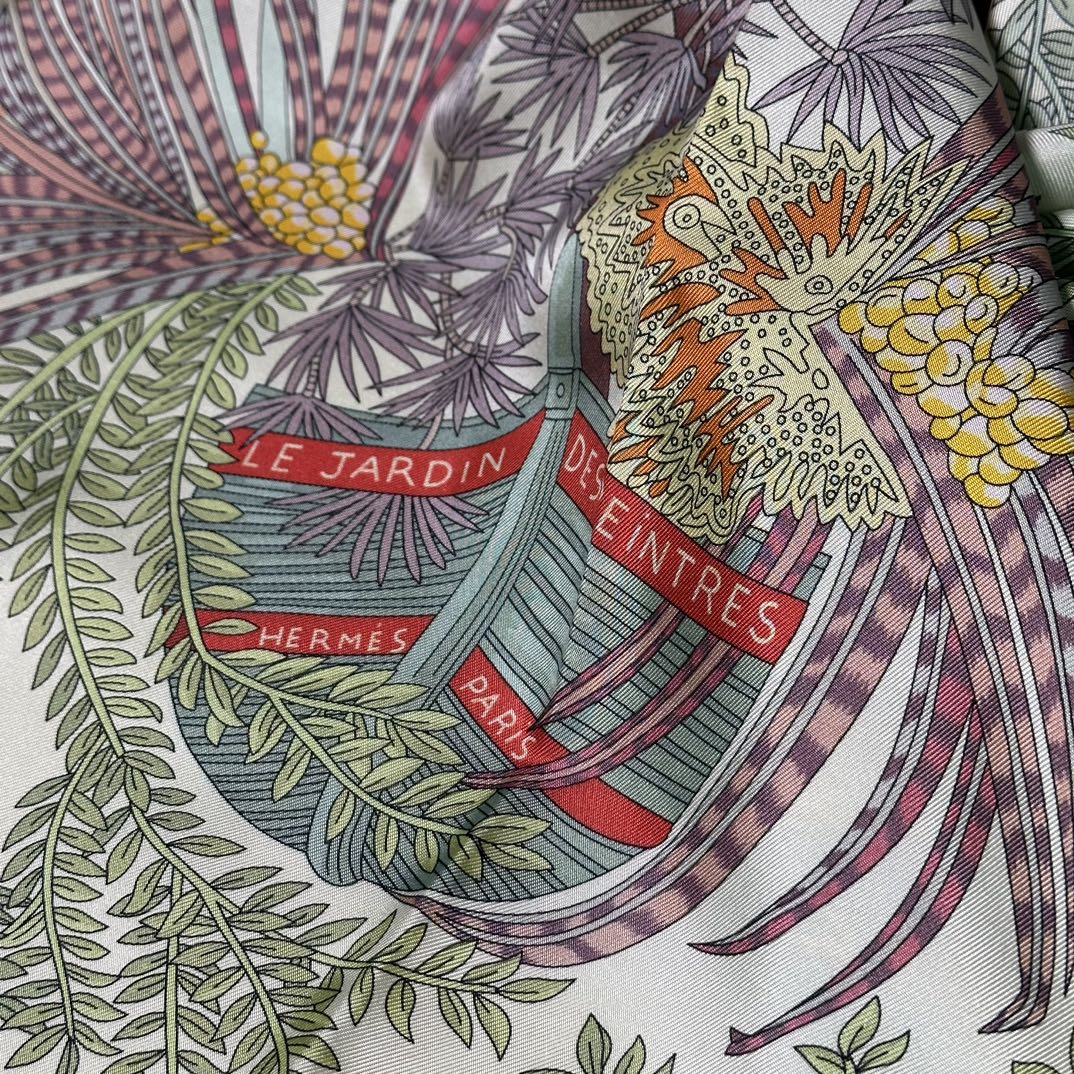 HERMES 2023春夏 双面90方巾 画家的花园Le Jardin des Peintres 90×90厘米