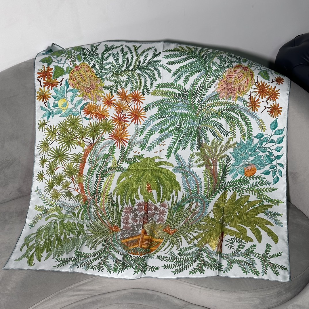 HERMES 2023春夏 双面90方巾 画家的花园Le Jardin des Peintres 90×90厘米
