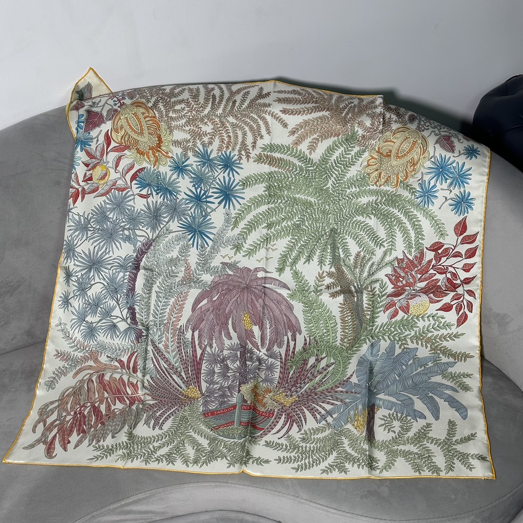 HERMES 2023春夏 双面90方巾 画家的花园Le Jardin des Peintres 90×90厘米