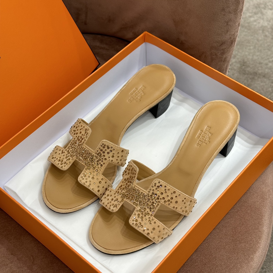 HERMES 爱马仕 最新款钻面H拖 34-41码 原厂同步 进口真皮大底 全手工制作 28 Caremel焦糖色