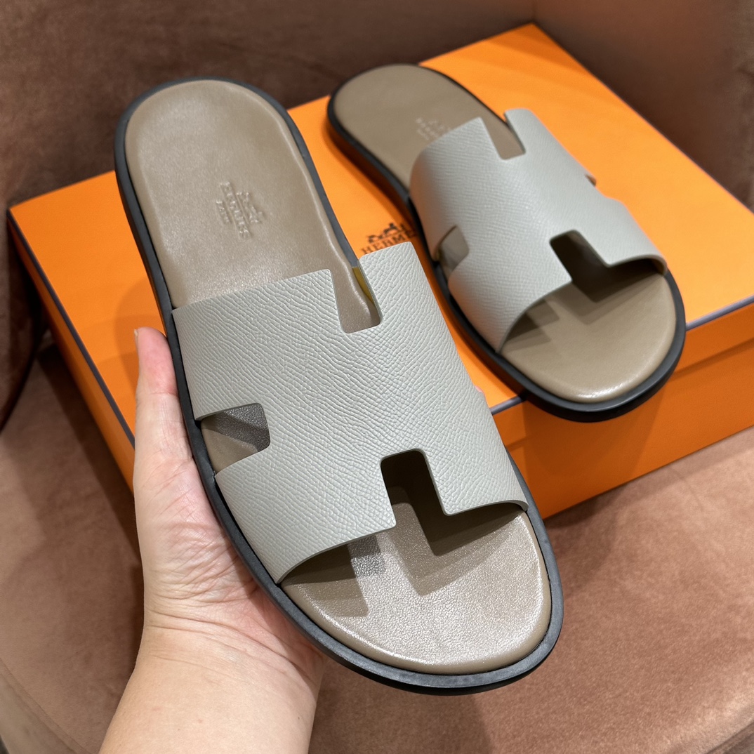 HERMES 爱马仕 男士H拖鞋 39-45码 原厂同步 进口真皮大底 全手工制作 