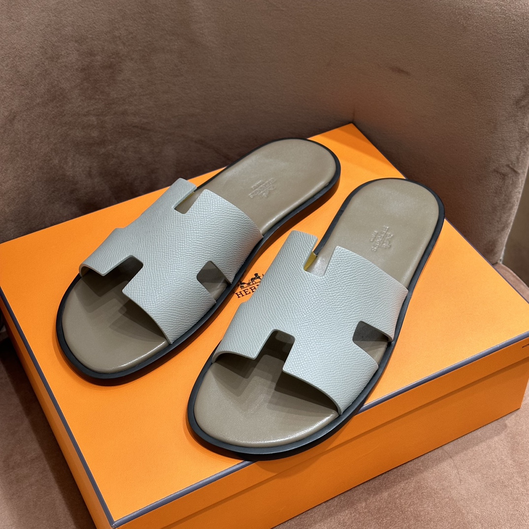 HERMES 爱马仕 男士H拖鞋 39-45码 原厂同步 进口真皮大底 全手工制作 