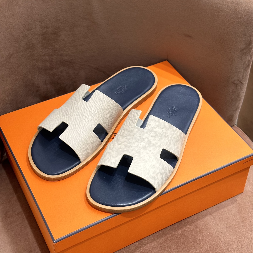 HERMES 爱马仕 男士H拖鞋 39-45码 原厂同步 进口真皮大底 全手工制作