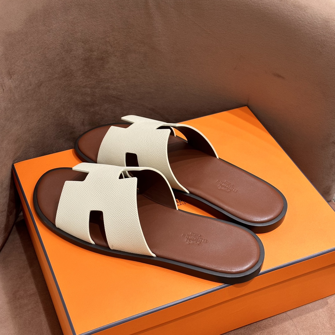 HERMES 爱马仕 男士H拖鞋 39-45码 原厂同步 进口真皮大底 全手工制作