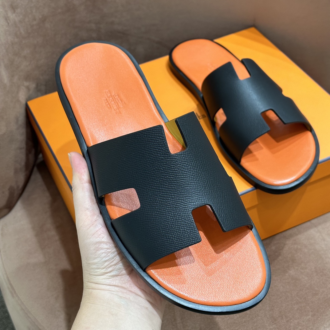 HERMES 爱马仕 男士H拖鞋 39-45码 原厂同步 进口真皮大底 全手工制作