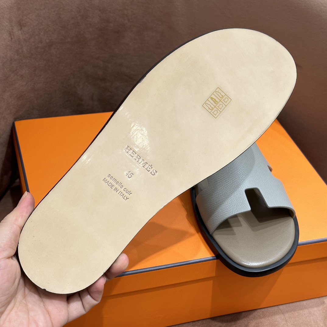 HERMES 爱马仕 男士H拖鞋 39-45码 原厂同步 进口真皮大底 全手工制作 