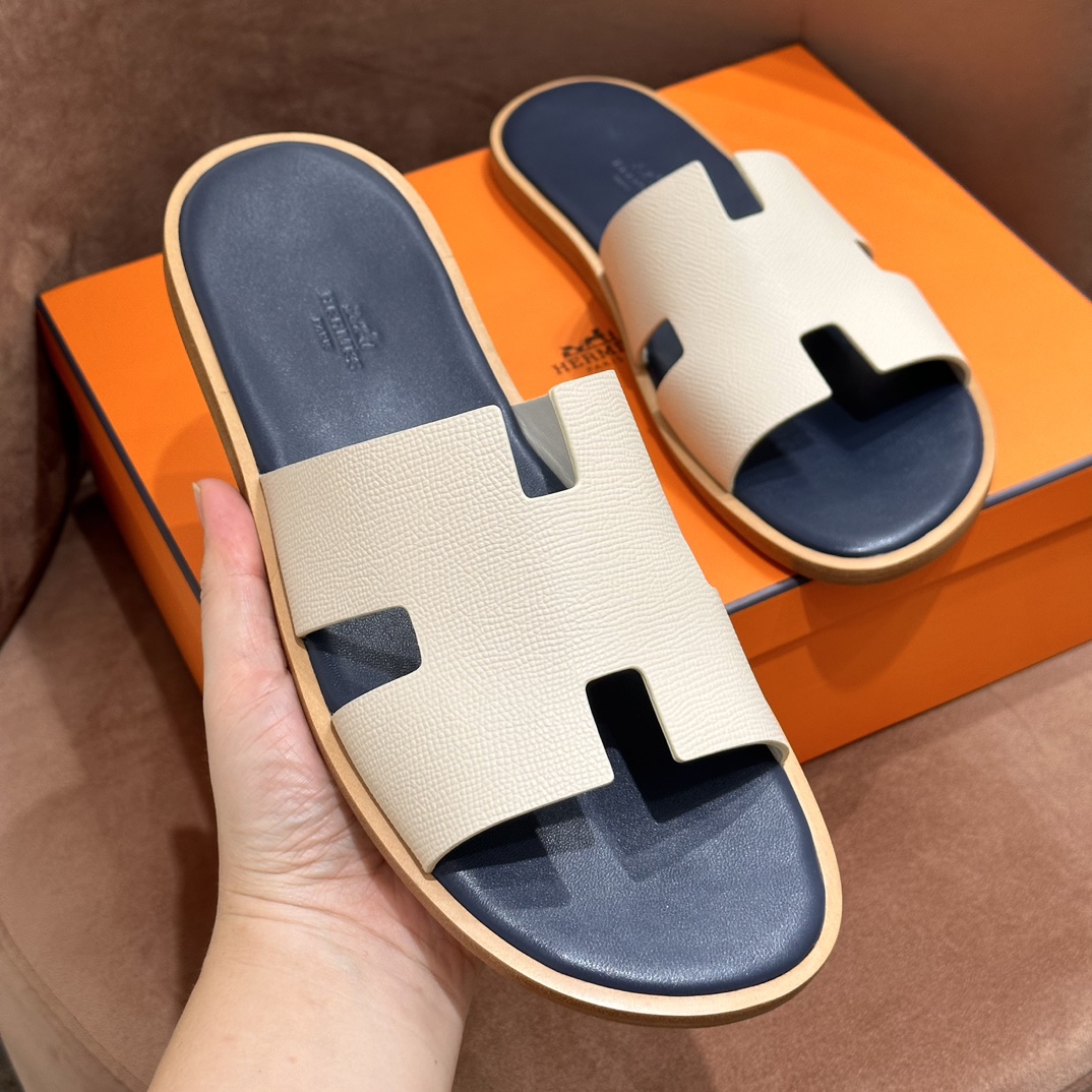 HERMES 爱马仕 男士H拖鞋 39-45码 原厂同步 进口真皮大底 全手工制作
