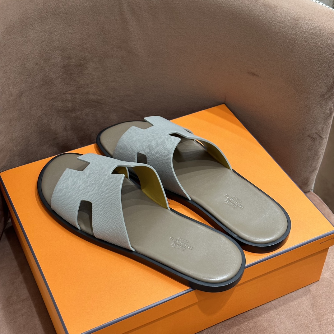 HERMES 爱马仕 男士H拖鞋 39-45码 原厂同步 进口真皮大底 全手工制作 