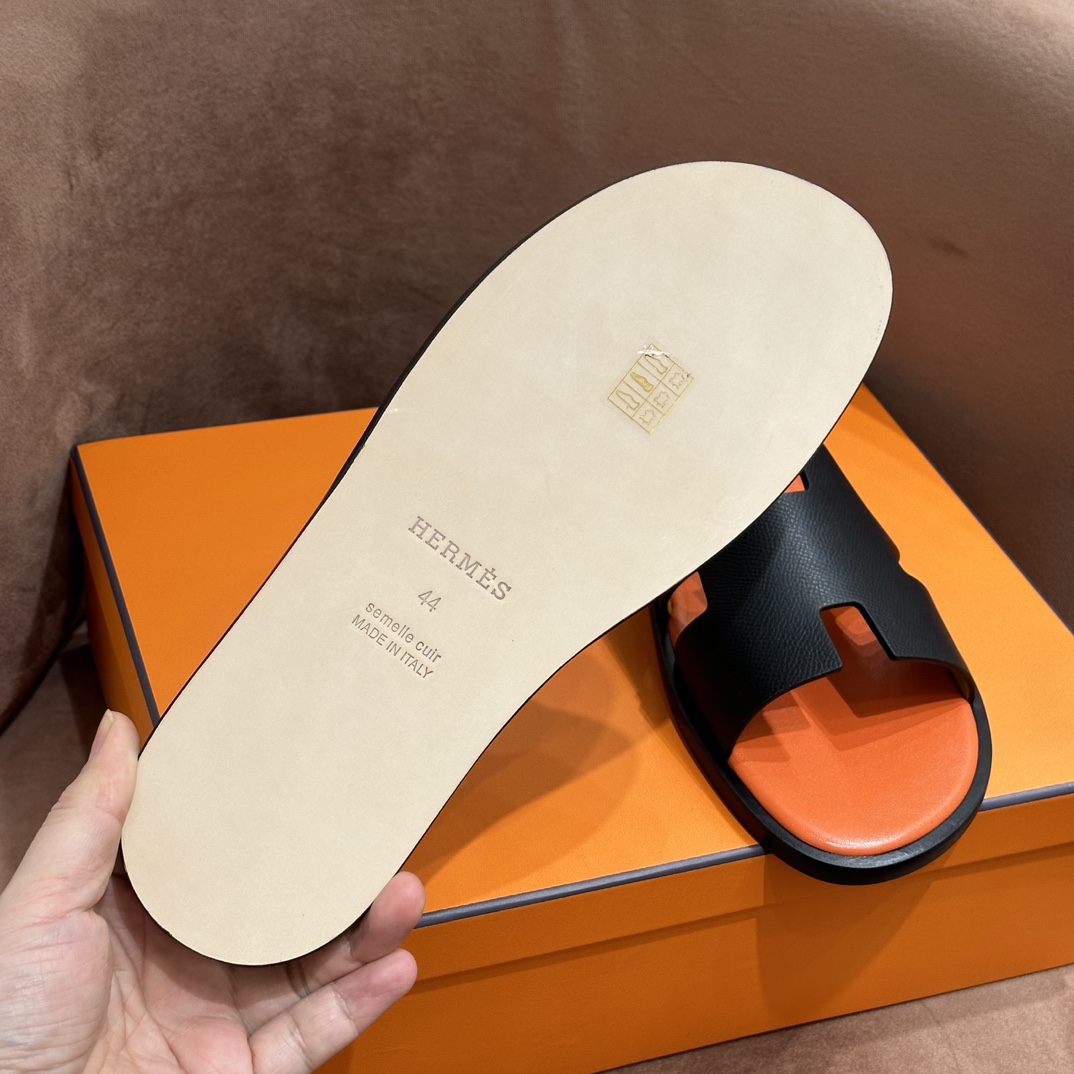 HERMES 爱马仕 男士H拖鞋 39-45码 原厂同步 进口真皮大底 全手工制作