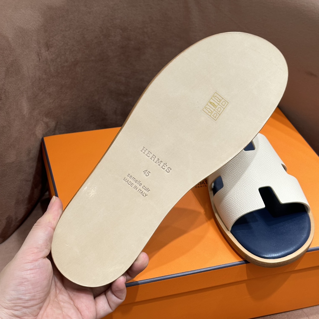 HERMES 爱马仕 男士H拖鞋 39-45码 原厂同步 进口真皮大底 全手工制作
