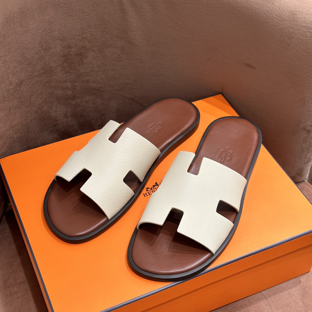 HERMES 爱马仕 男士H拖鞋 39-45码 原厂同步 进口真皮大底 全手工制作