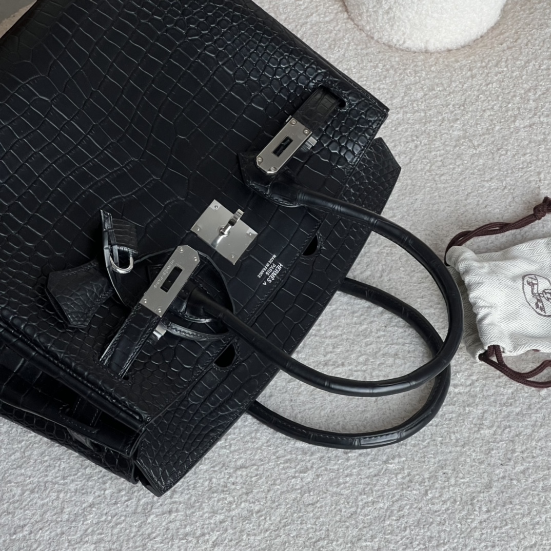HERMES 爱马仕 Birkin 25cm 鳄鱼皮  89 Nior 经典黑色 进口蜜蜡线 全手工制作