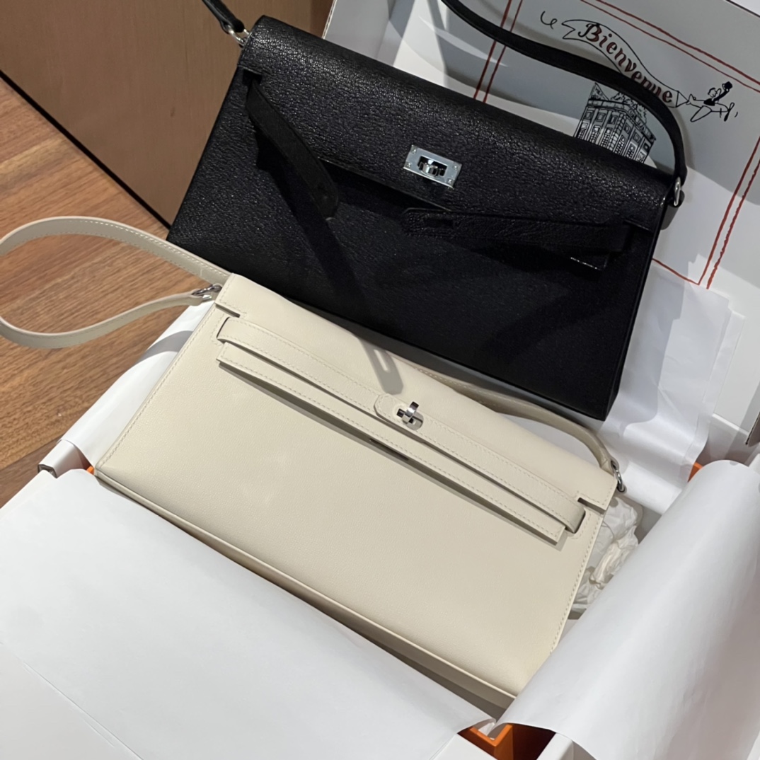 HERMES 爱马仕 【现货】 Kelly Elan 28CM 3C Parchmin羊毛白 10 Craie奶昔白Chevre 山羊皮 现货 进口蜜蜡线 全手工制作