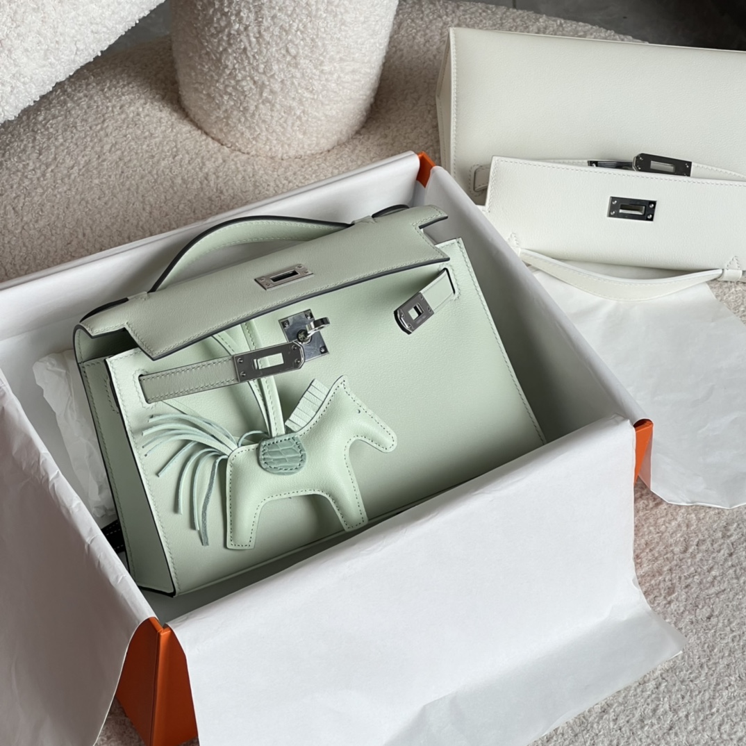 HERMES 爱马仕  MiniKelly 1 Swift 0S 气泡绿 进口蜜蜡线 全手工制作