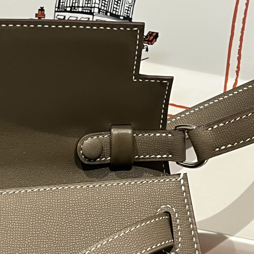 HERMES 爱马仕 【现货】 Kelly Elan 28CM 8C Gri Elephant 大象灰 Chevre 山羊皮 现货 进口蜜蜡线 全手工制作