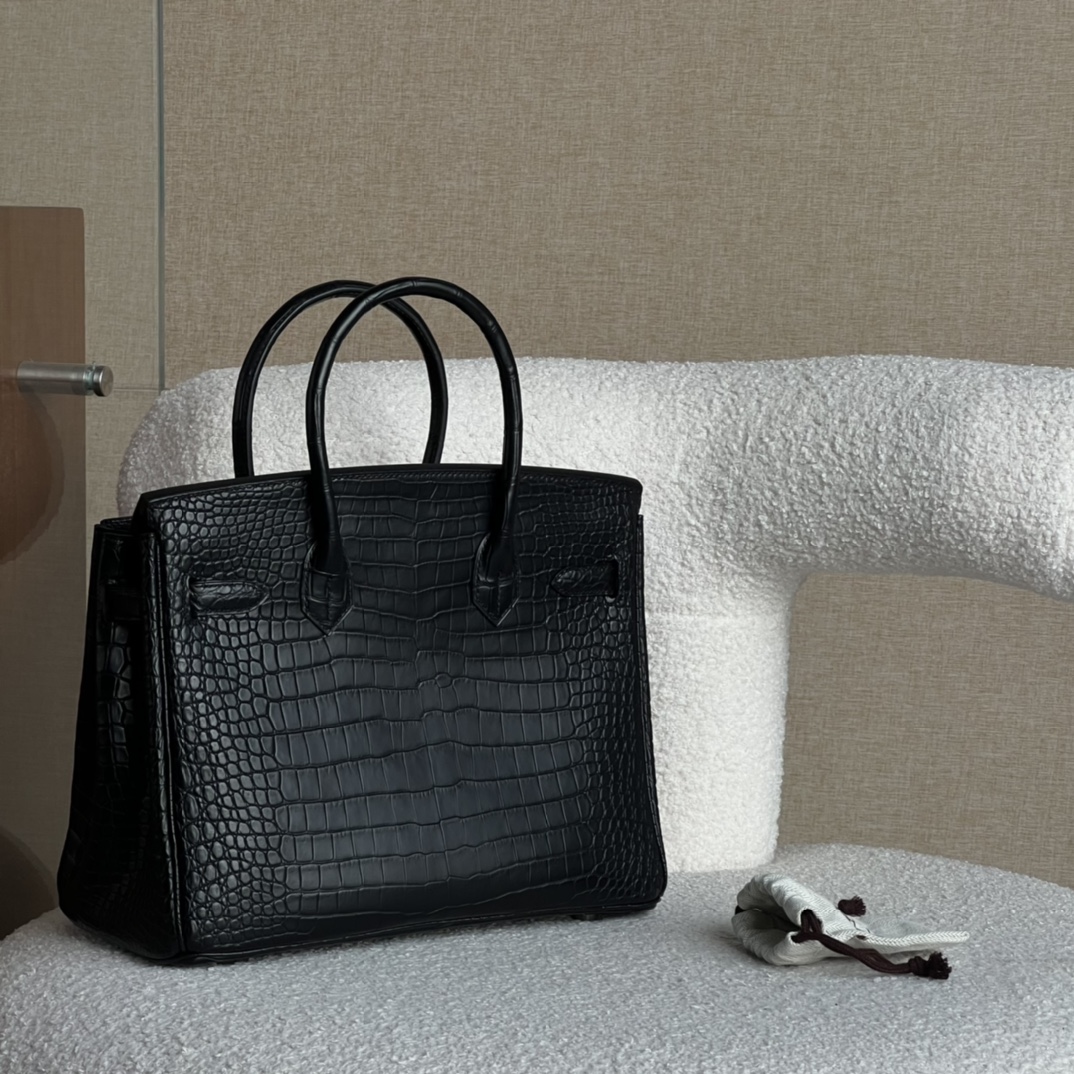 HERMES 爱马仕 Birkin 25cm 鳄鱼皮  89 Nior 经典黑色 进口蜜蜡线 全手工制作