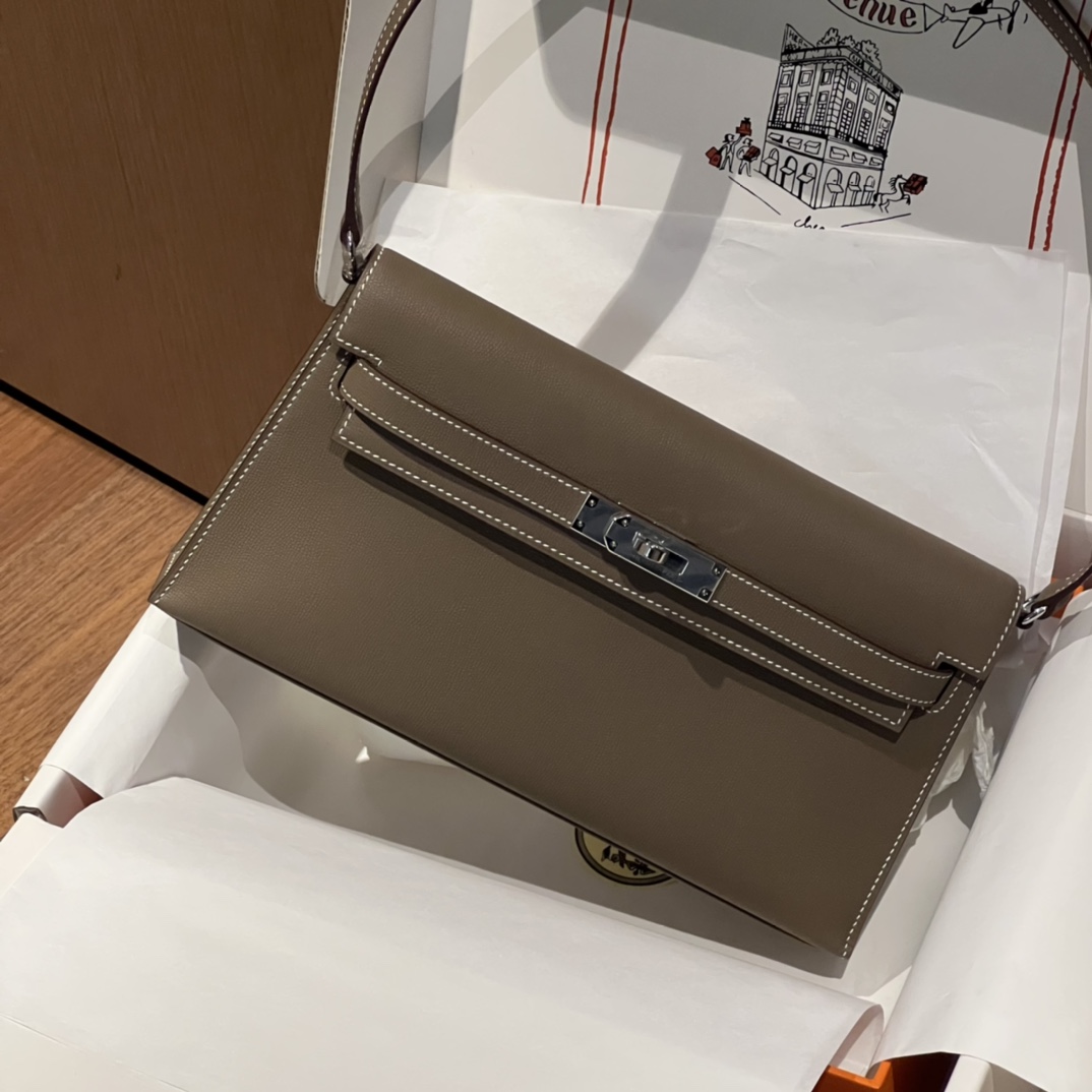 HERMES 爱马仕 【现货】 Kelly Elan 28CM 8C Gri Elephant 大象灰 Chevre 山羊皮 现货 进口蜜蜡线 全手工制作
