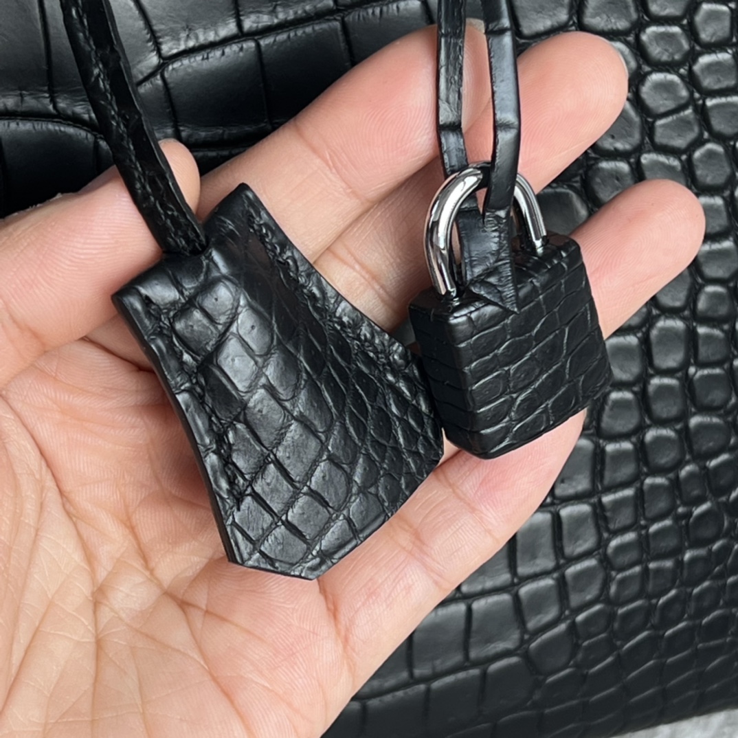 HERMES 爱马仕 Birkin 25cm 鳄鱼皮  89 Nior 经典黑色 进口蜜蜡线 全手工制作