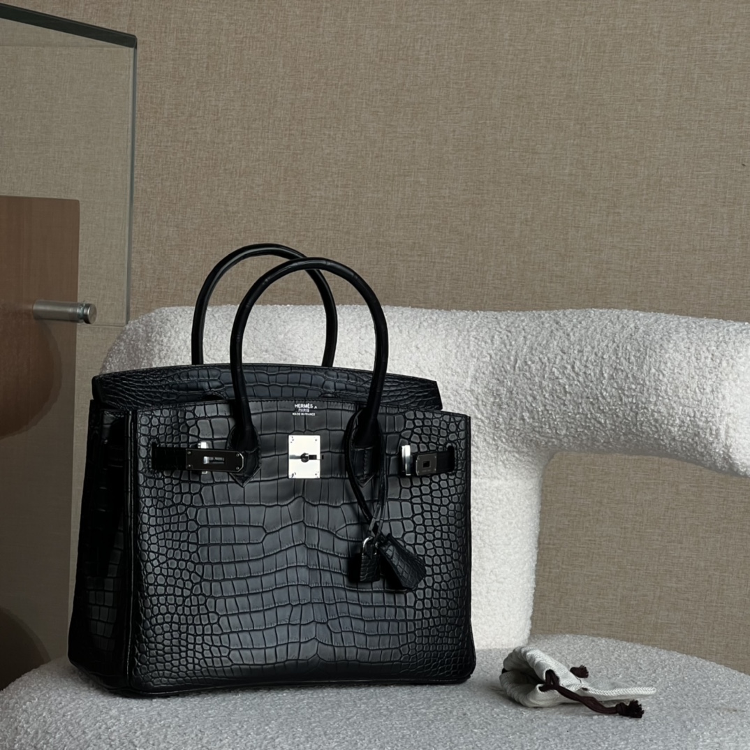 HERMES 爱马仕 Birkin 25cm 鳄鱼皮  89 Nior 经典黑色 进口蜜蜡线 全手工制作