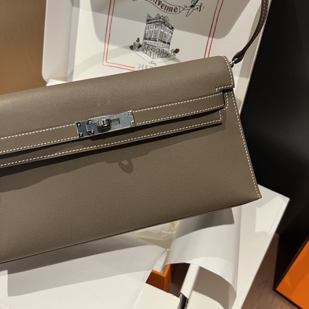 HERMES 爱马仕 【现货】 Kelly Elan 28CM 8C Gri Elephant 大象灰 Chevre 山羊皮 现货 进口蜜蜡线 全手工制作