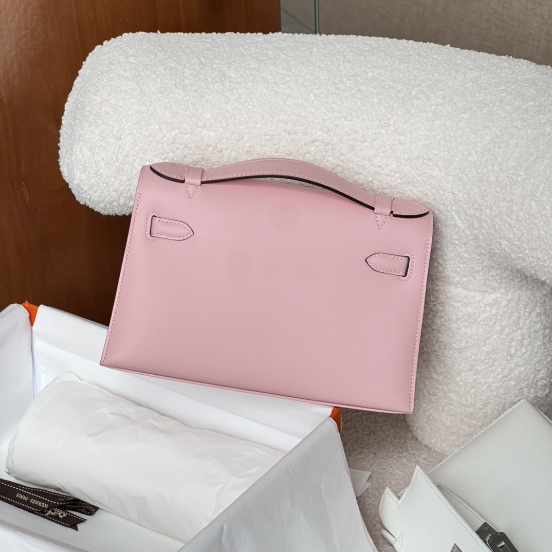 HERMES 爱马仕  MiniKelly 1 3Q Pink 樱花粉 Swift 进口蜜蜡线 全手工制作