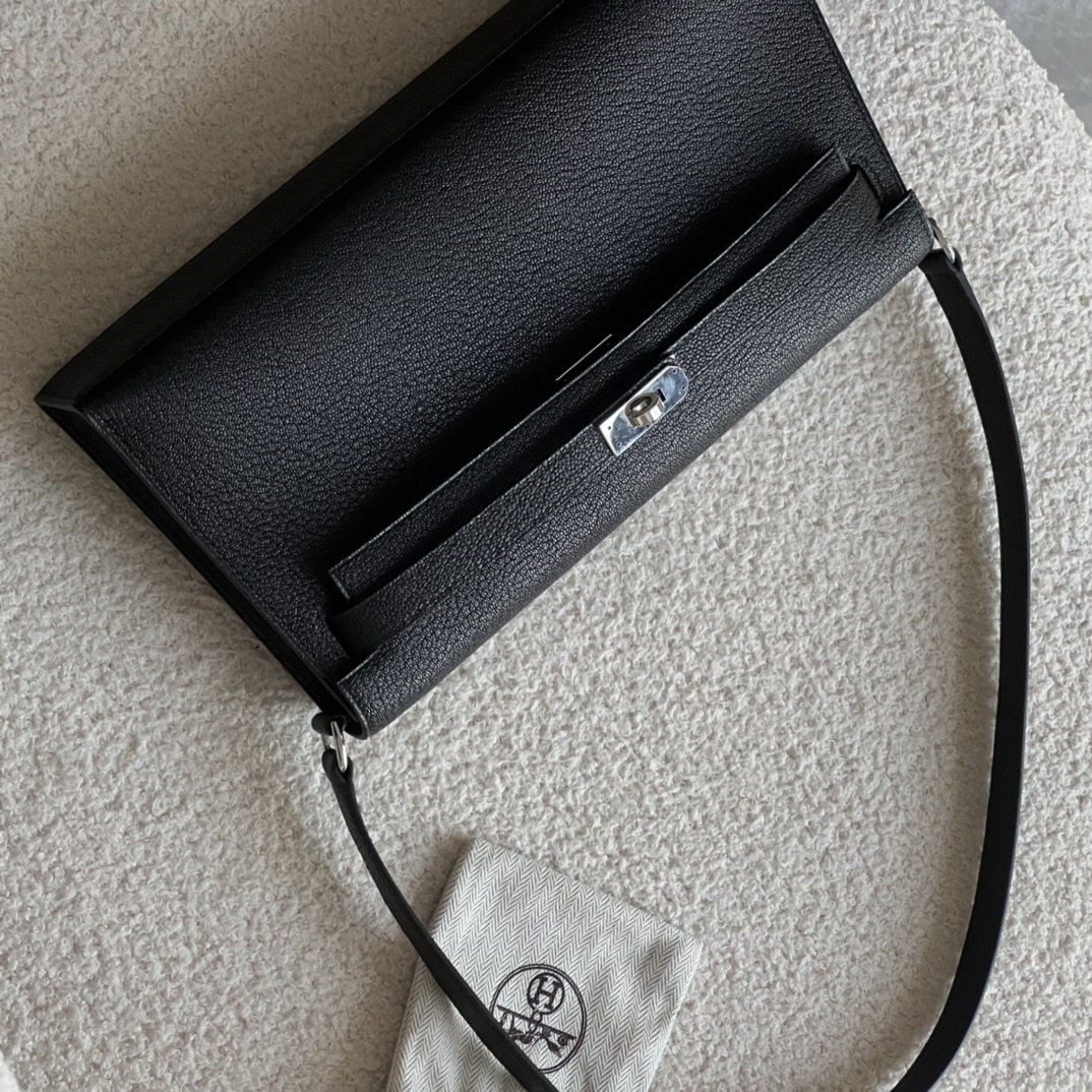 HERMES 爱马仕 【现货】 Kelly Elan 28CM 89 Nior Chevre 山羊皮 现货 进口蜜蜡线 全手工制作