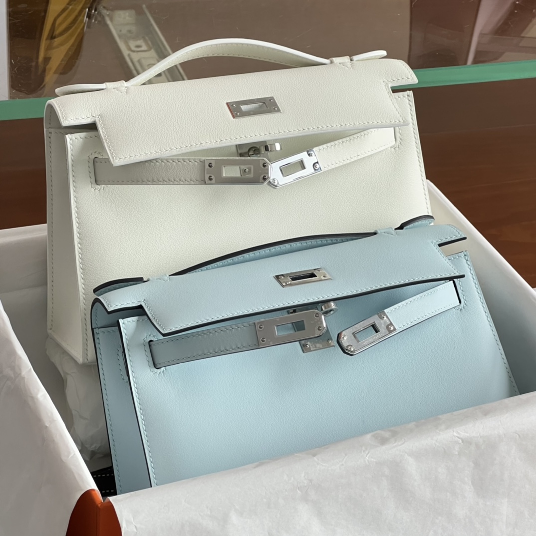 HERMES 爱马仕  MiniKelly 1 Swift T0 雾霾蓝 进口蜜蜡线 全手工制作