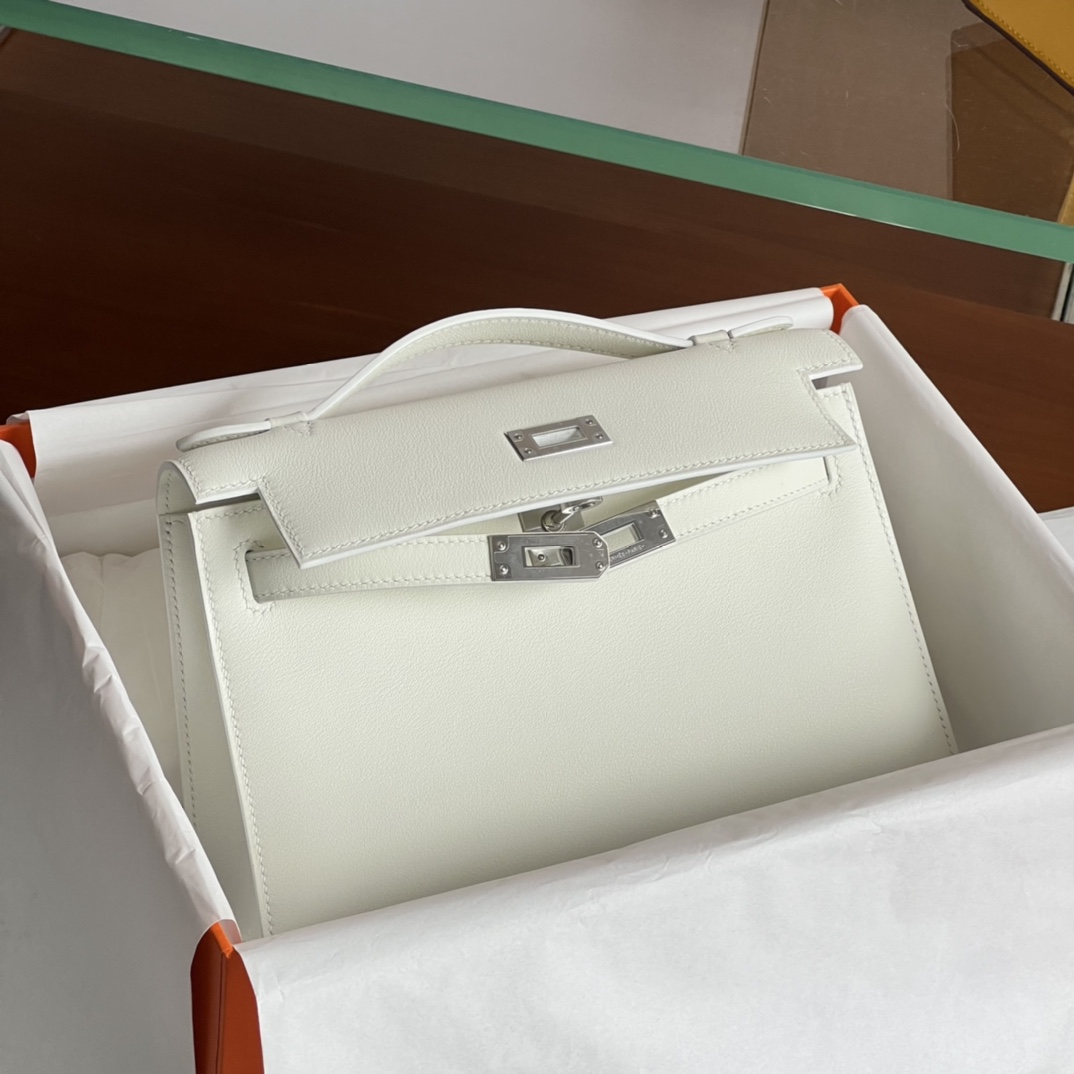HERMES 爱马仕  MiniKelly 1 10 Craie 奶昔白 Swift 进口蜜蜡线 全手工制作