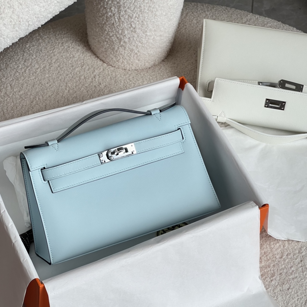 HERMES 爱马仕  MiniKelly 1 Swift T0 雾霾蓝 进口蜜蜡线 全手工制作