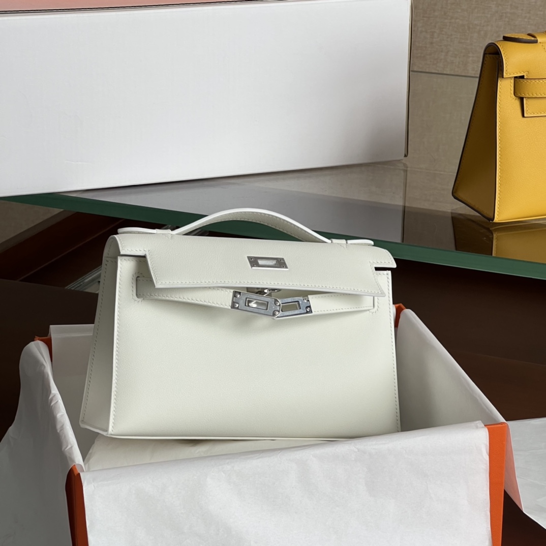 HERMES 爱马仕  MiniKelly 1 10 Craie 奶昔白 Swift 进口蜜蜡线 全手工制作