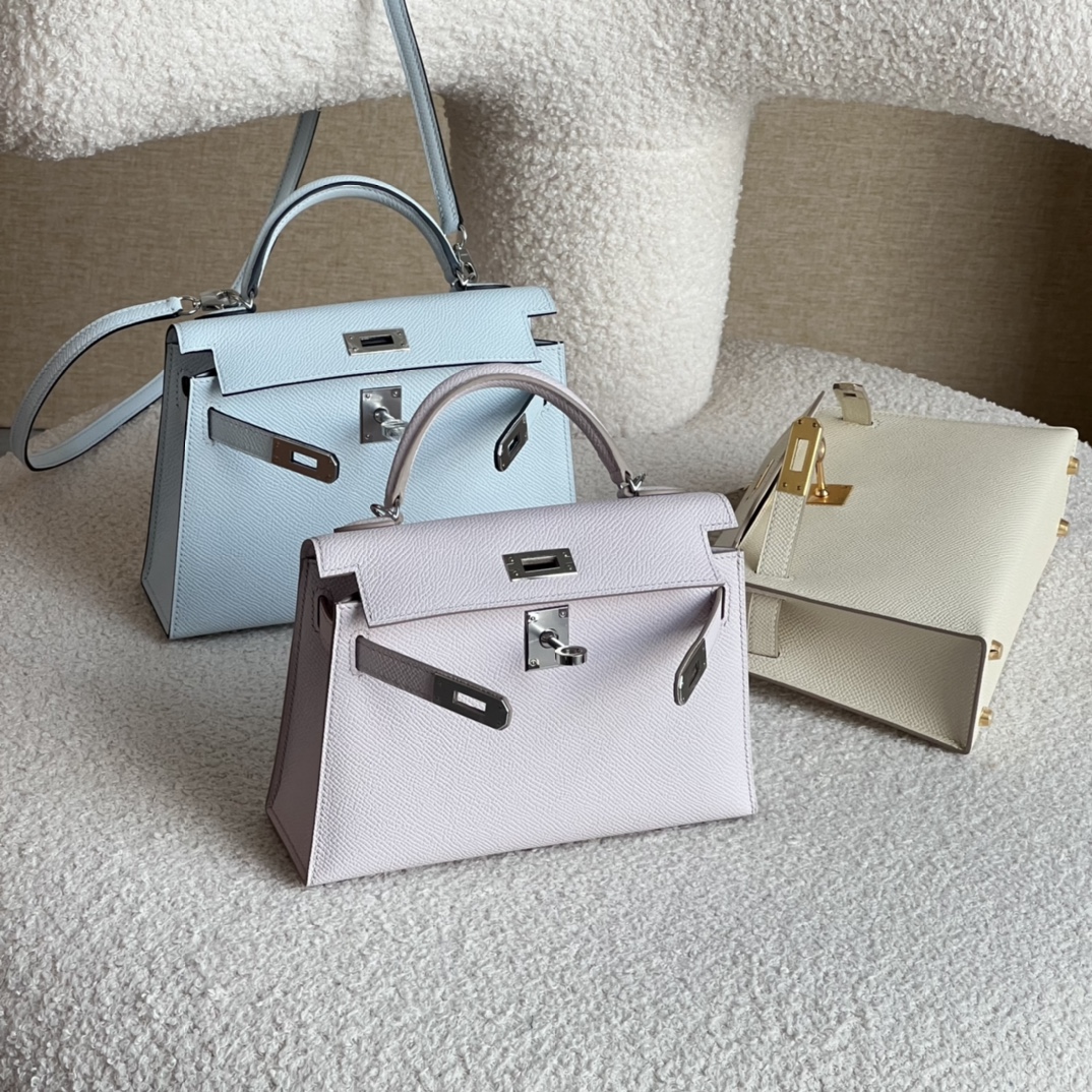 HERMES 爱马仕  MiniKelly 2 4S 气泡绿 96 violet 紫罗兰 10 Craie奶昔白 进口蜜蜡线 全手工制作