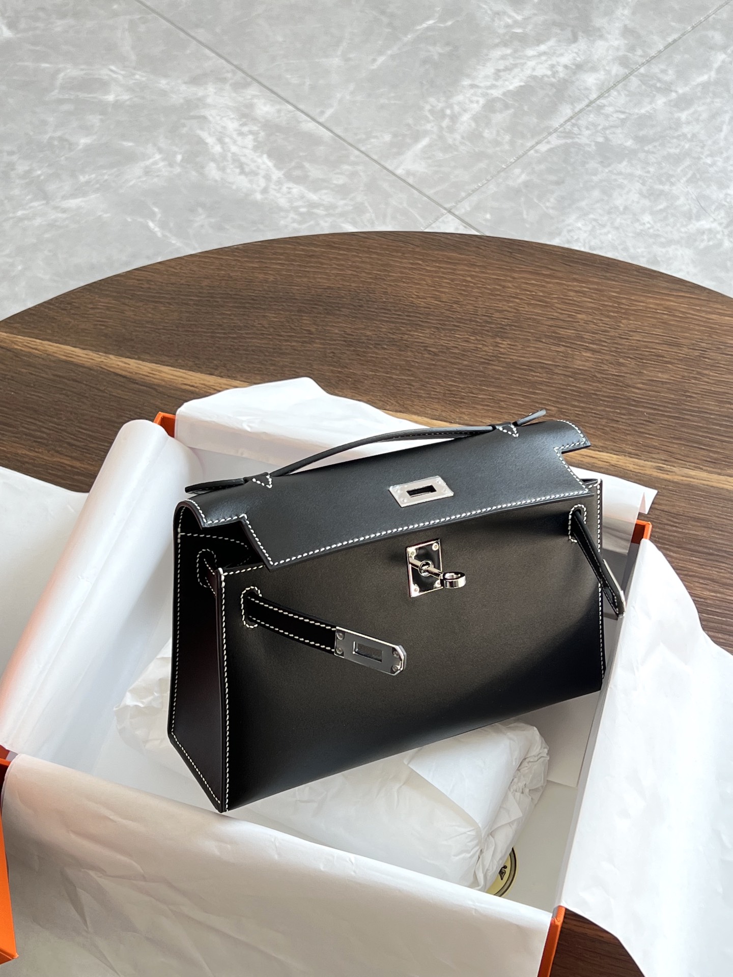 HERMES 爱马仕  MiniKelly 1 Box 89 Nior 经典黑 进口蜜蜡线 全手工制作