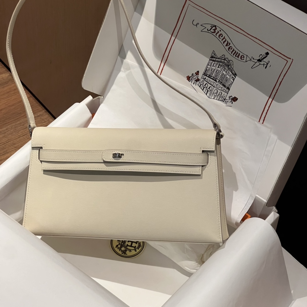 HERMES 爱马仕 【现货】 Kelly Elan 28CM 3C Parchmin羊毛白 10 Craie奶昔白Chevre 山羊皮 现货 进口蜜蜡线 全手工制作