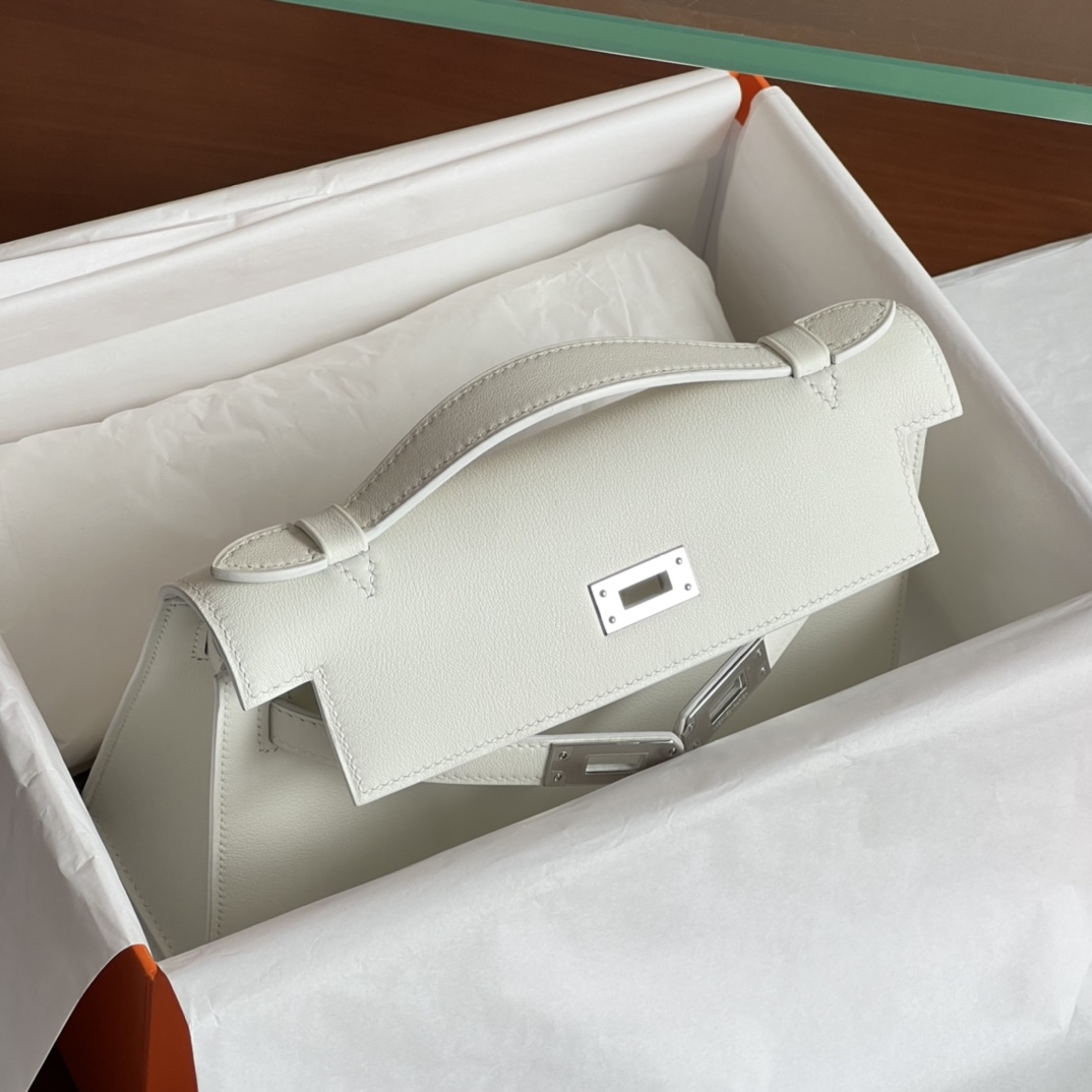 HERMES 爱马仕  MiniKelly 1 10 Craie 奶昔白 Swift 进口蜜蜡线 全手工制作