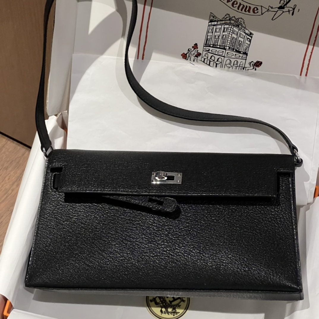 HERMES 爱马仕 【现货】 Kelly Elan 28CM 89 Nior Chevre 山羊皮 现货 进口蜜蜡线 全手工制作