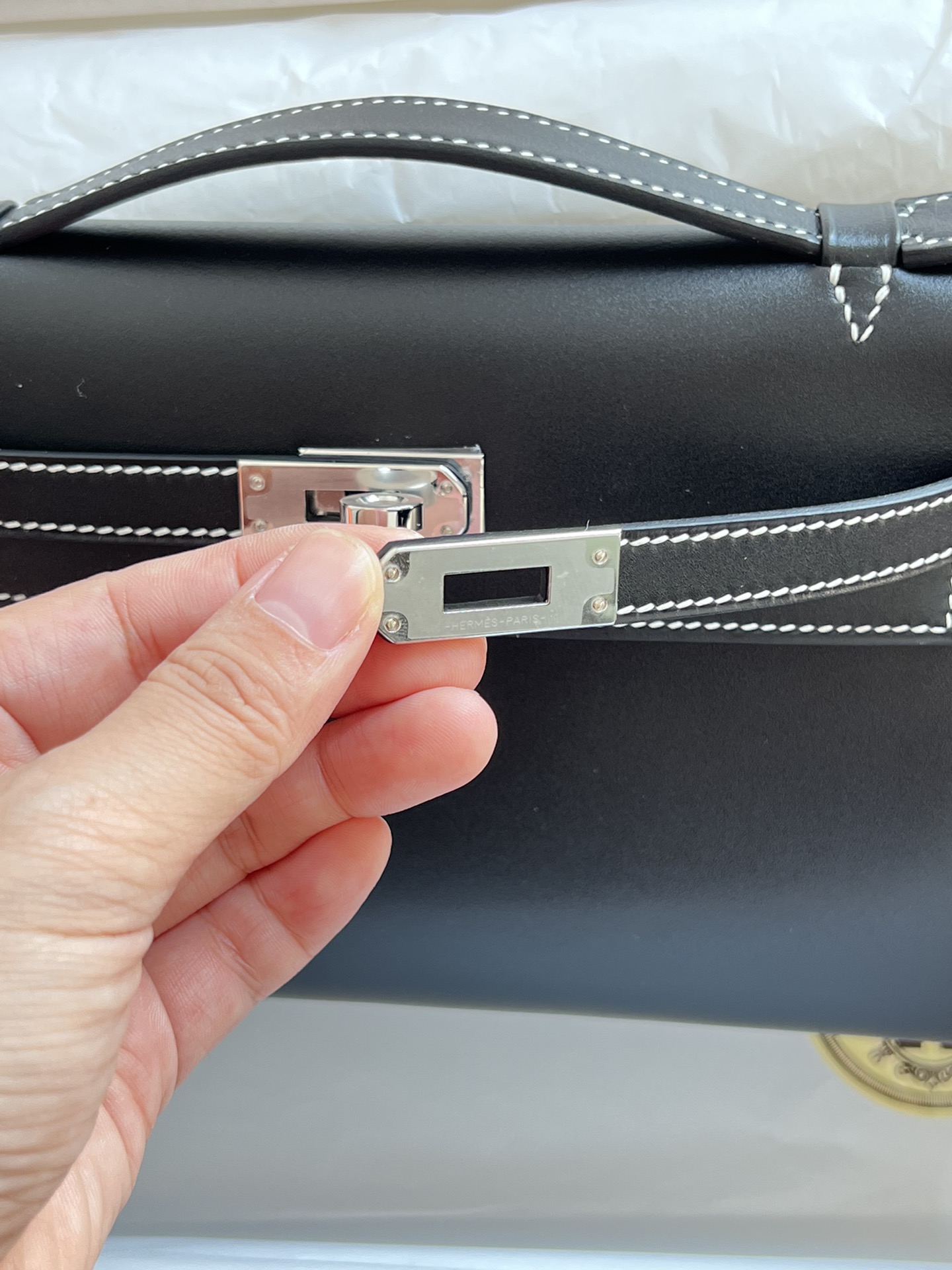 HERMES 爱马仕  MiniKelly 1 Box 89 Nior 经典黑 进口蜜蜡线 全手工制作
