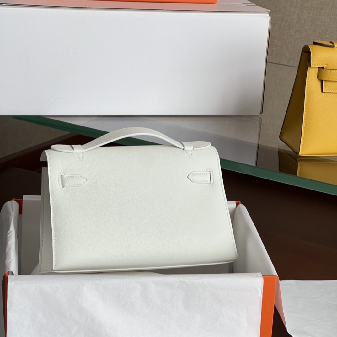 HERMES 爱马仕  MiniKelly 1 10 Craie 奶昔白 Swift 进口蜜蜡线 全手工制作
