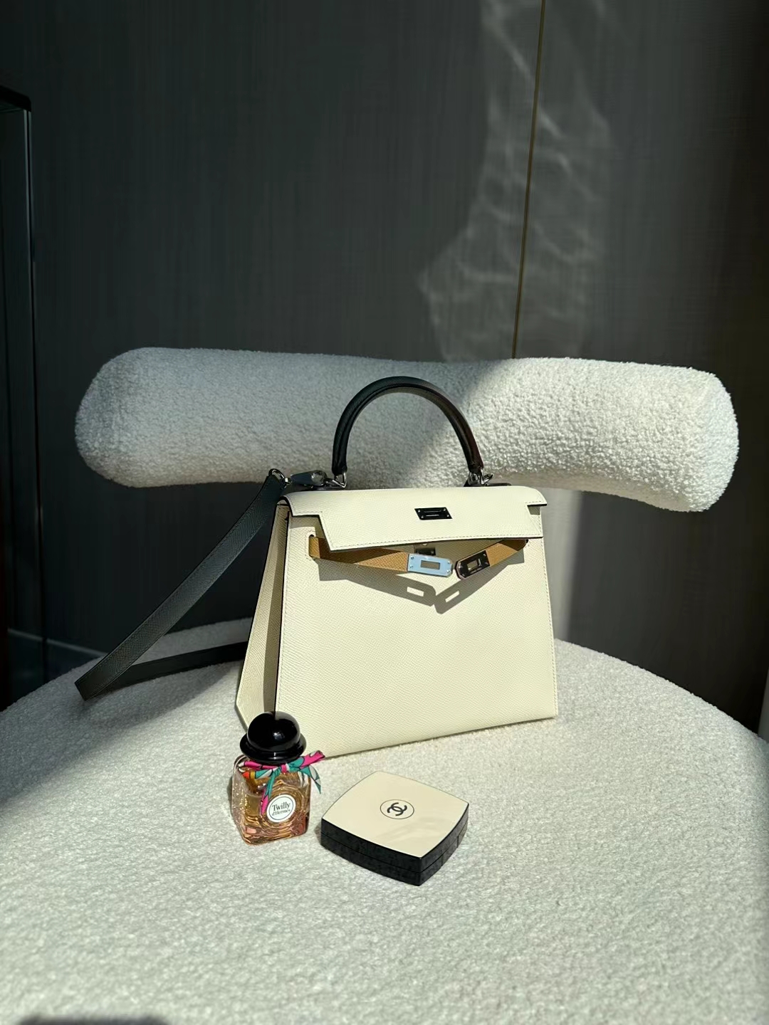 HERMES 爱马仕 Kelly 25cm 鳄鱼皮 10 Craie 奶昔白 0L Gris Meyer  2S Sesame 芝麻色 进口蜜蜡线 全手工制作