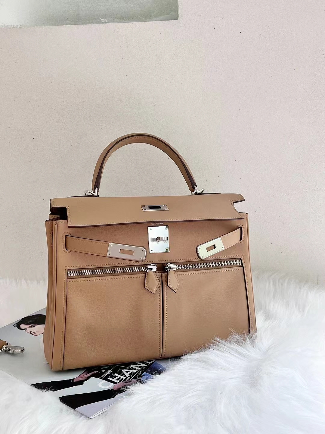 HERMES 爱马仕 Kelly Lakis 32CM 2S Sesame芝麻色 进口蜜蜡线 全手工制作